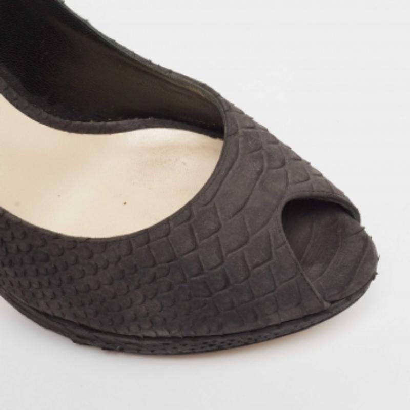 Dior Dunkel Grau Python Geprägtes Leder Miss Dior Peep Toe Pumps Größe 39 im Angebot 3