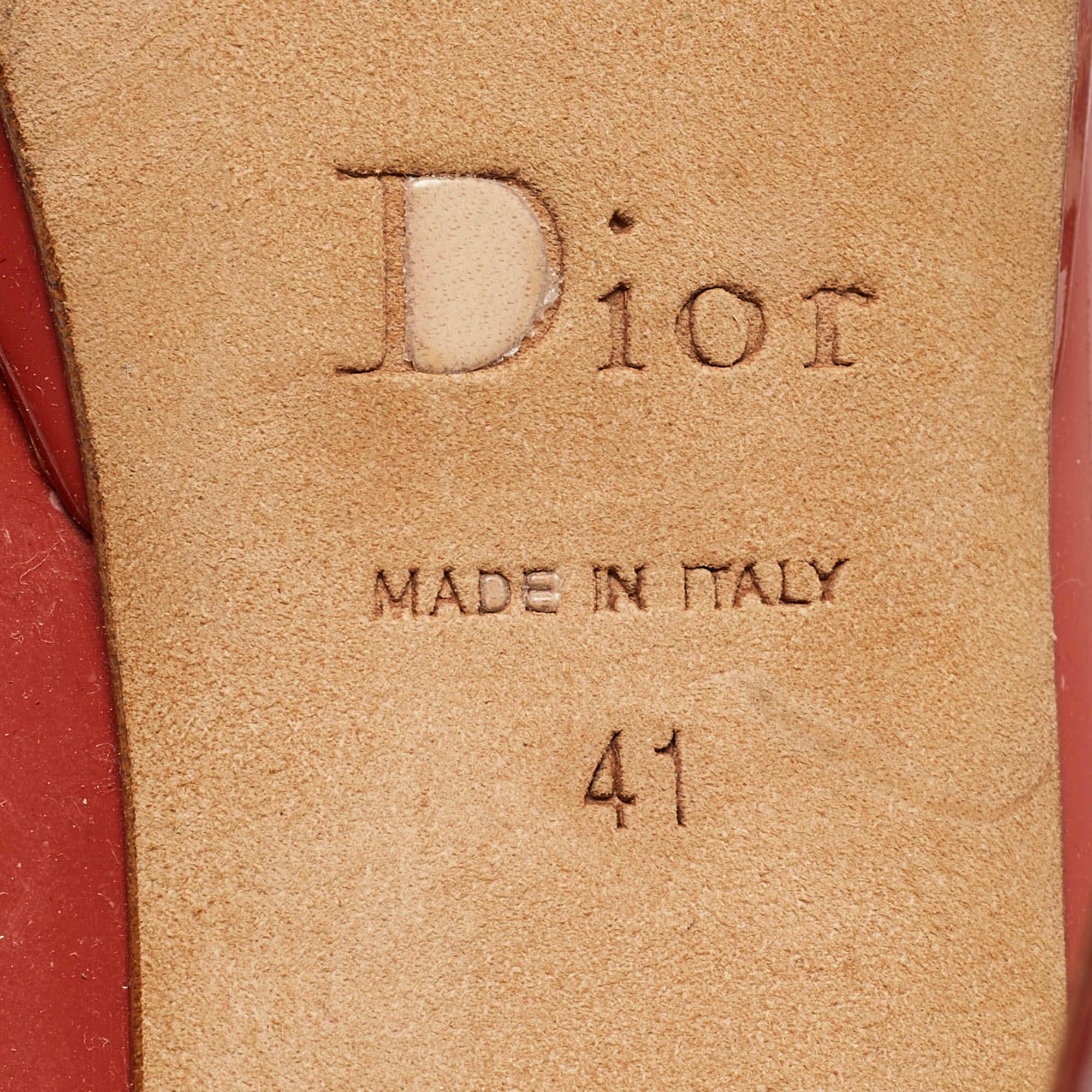 Dior Dark Orange Patent Leather Miss Dior Pumps Size 41 For Sale 3