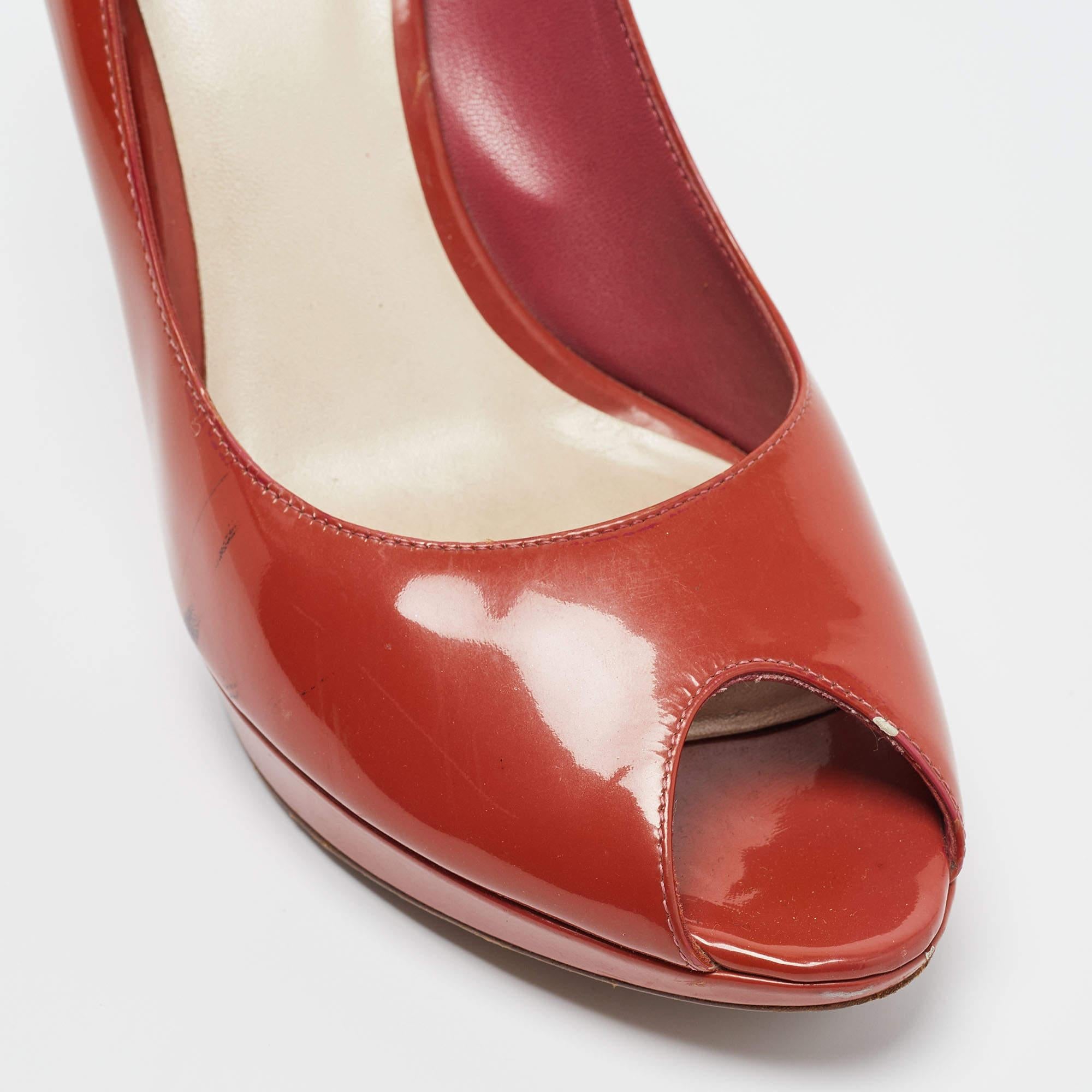 Dior Dark Orange Patent Leather Miss Dior Pumps Size 41 For Sale 4