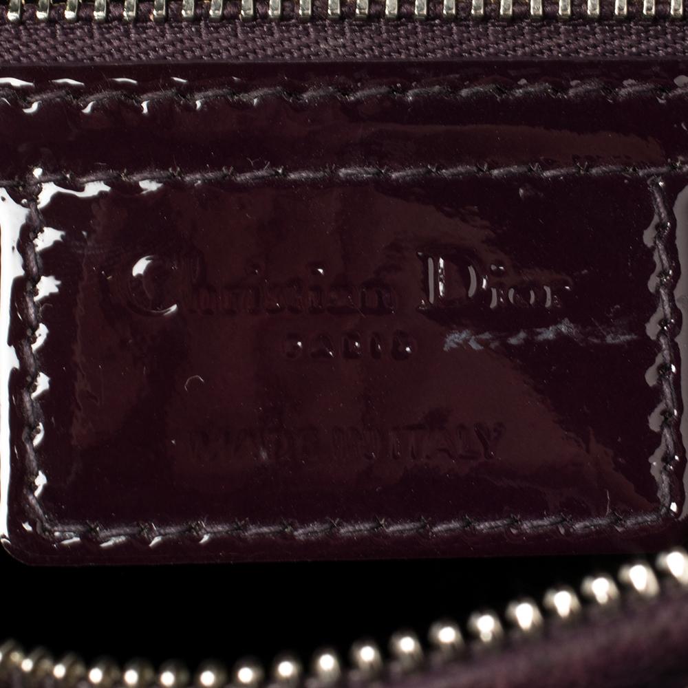 Dior Dark Purple Cannage Patent Leather Large Lady Dior Tote 4