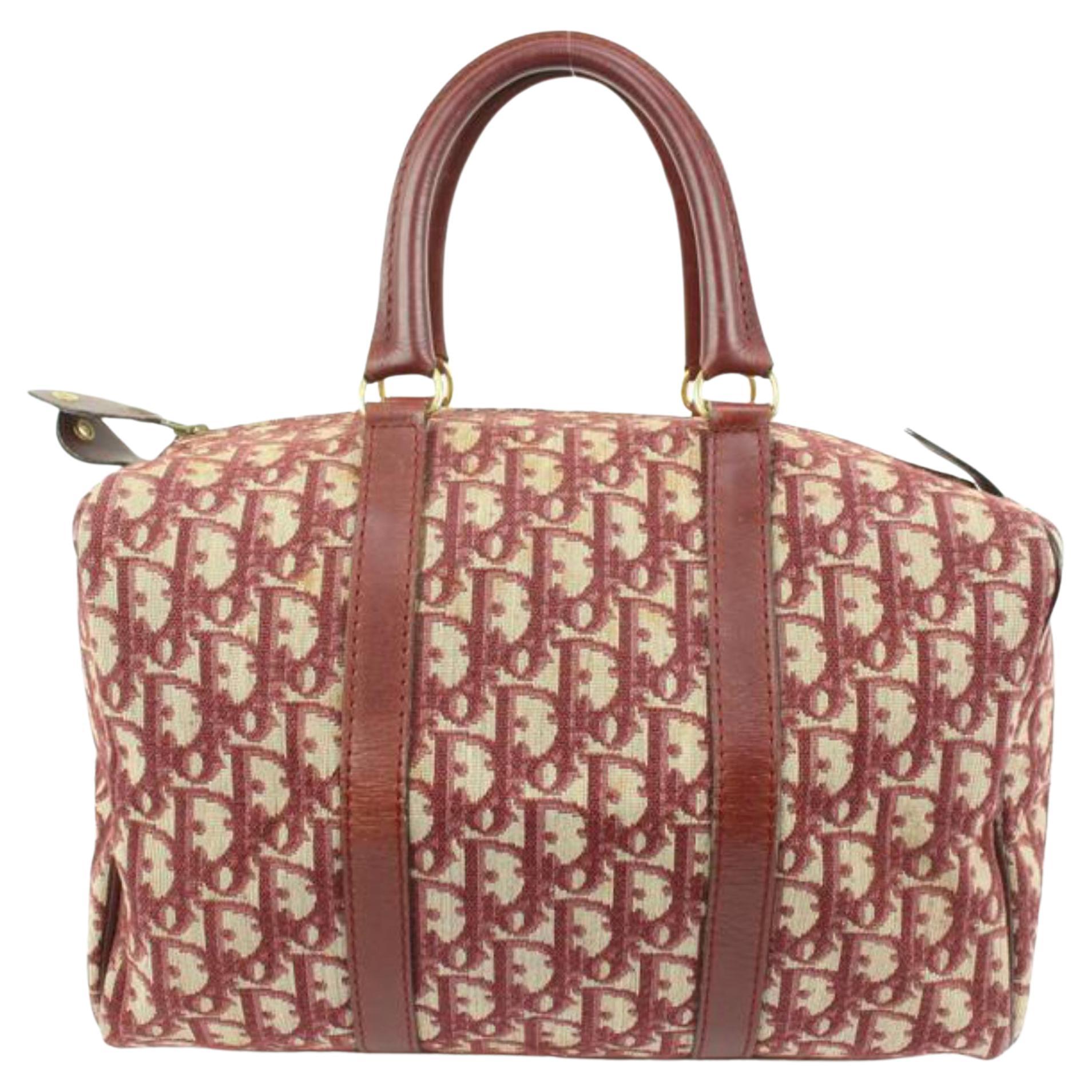 Sac Boston Dior rouge foncé bordeaux Monogram Trotter 61d418s en vente