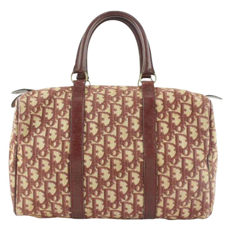Dior Dark Red Burgundy Monogram Trotter Boston Duffle Bag 173da53