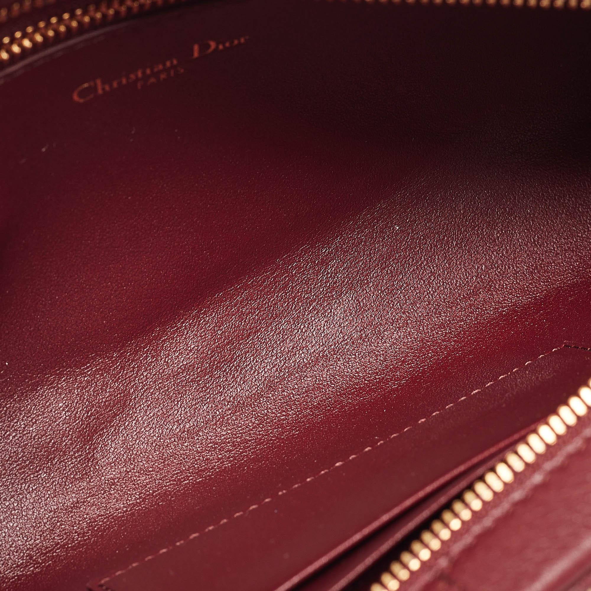 Dior Dark Red Cannage Leather Caro Double Pouch Bag 5