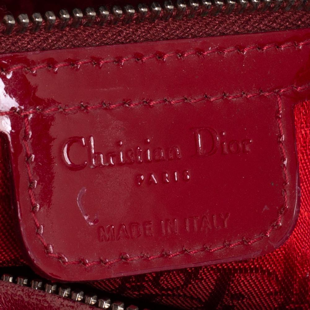 Dior Dunkelrot Cannage Lackleder Große Lady Dior Tote 2