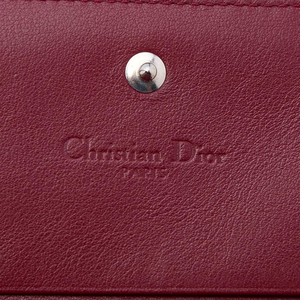 Dior Dark Red Cannage Patent Leather Mini Lady Dior Wallet 2
