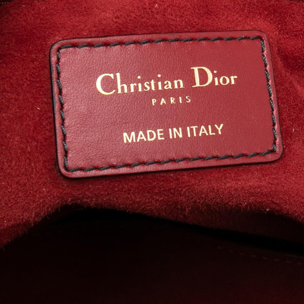 Dior Dark Red Leather Medium Studded Supple Lady Dior Tote 2