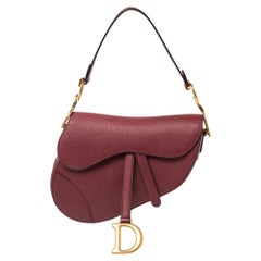 Dior Dark Red Leather Saddle Bag
