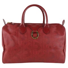 Vintage Dior Dark Red Monogram Trotter Boston Duffle Bag 6CD108