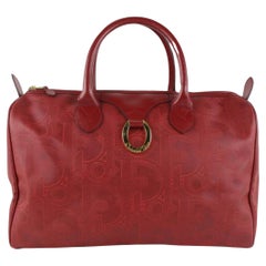 Dior Dark Red Monogram Trotter Boston Duffle Bag 6CD108
