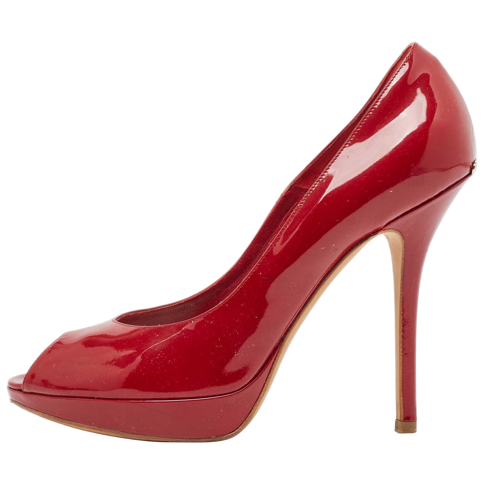 Dior Dark Red Patent Leather Miss Dior Pumps Size 38
