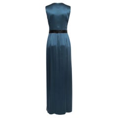 Dior Dark Teal Silk Satin Sleeveless Maxi Dress M