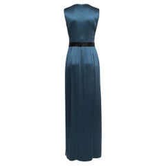Dior Dunkel Teal ärmelloses Maxikleid aus Seide und Satin M