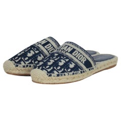 Tiefblauer Granville Espadrille Pantoletten mit Monogramm Gr. 39,5