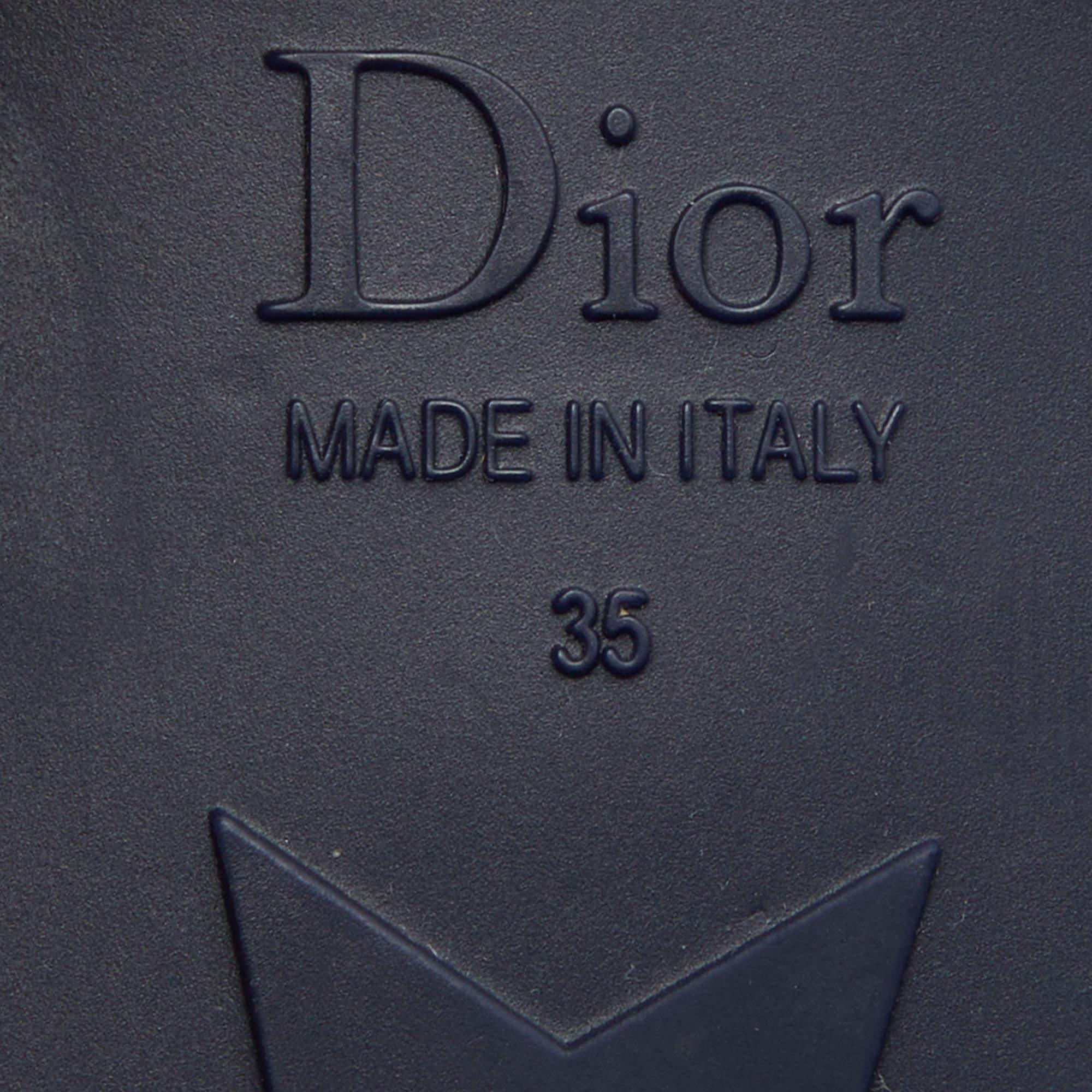 Women's Dior Deep Blue Printed Fabric Dio(r)evolution Flat Slides Size 35