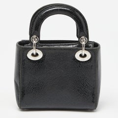 Dior Deep Green Crackled Leather Mini Chain Lady Dior Tote