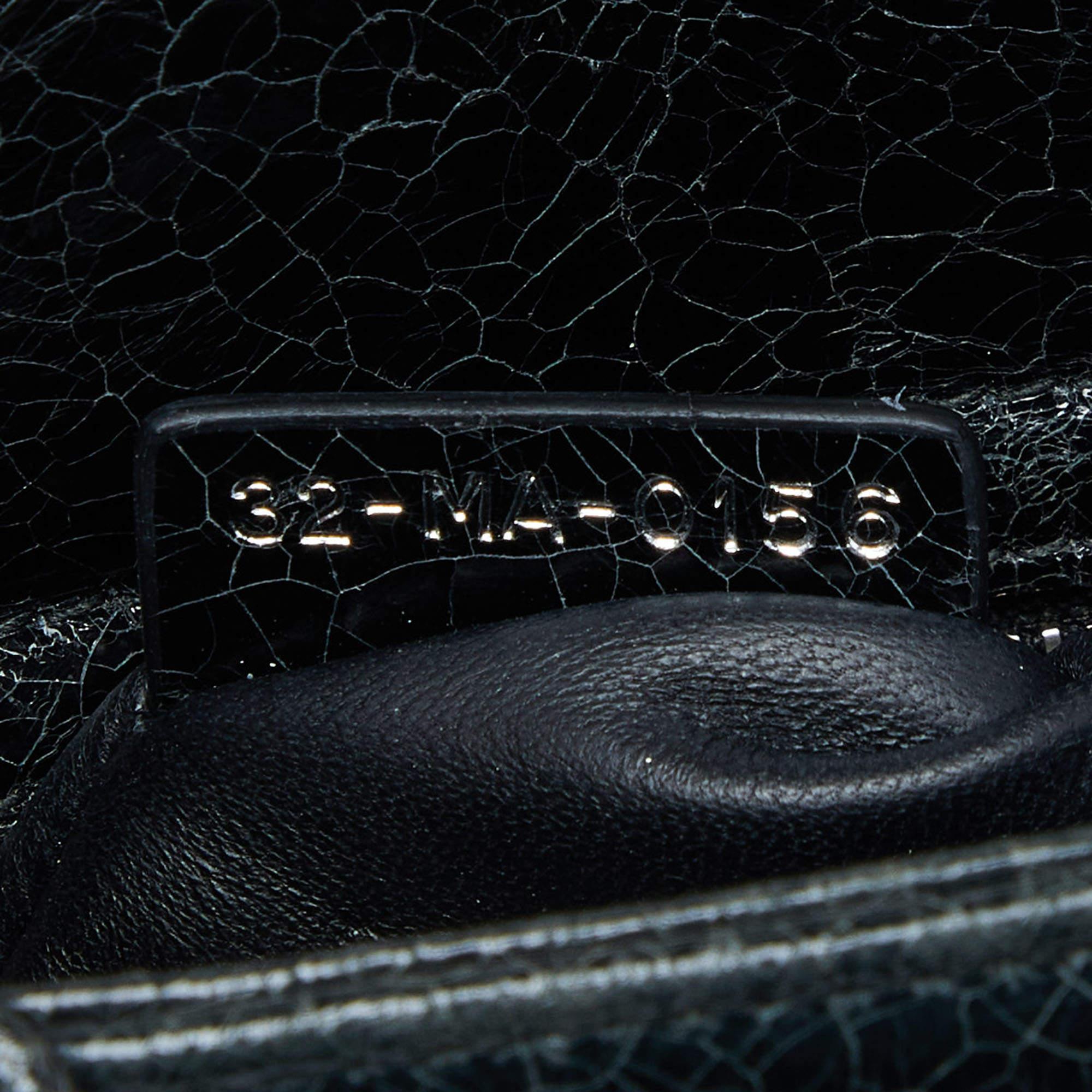 Dior Deep Green Crackled Leather Mini Chain Lady Dior Tote 4