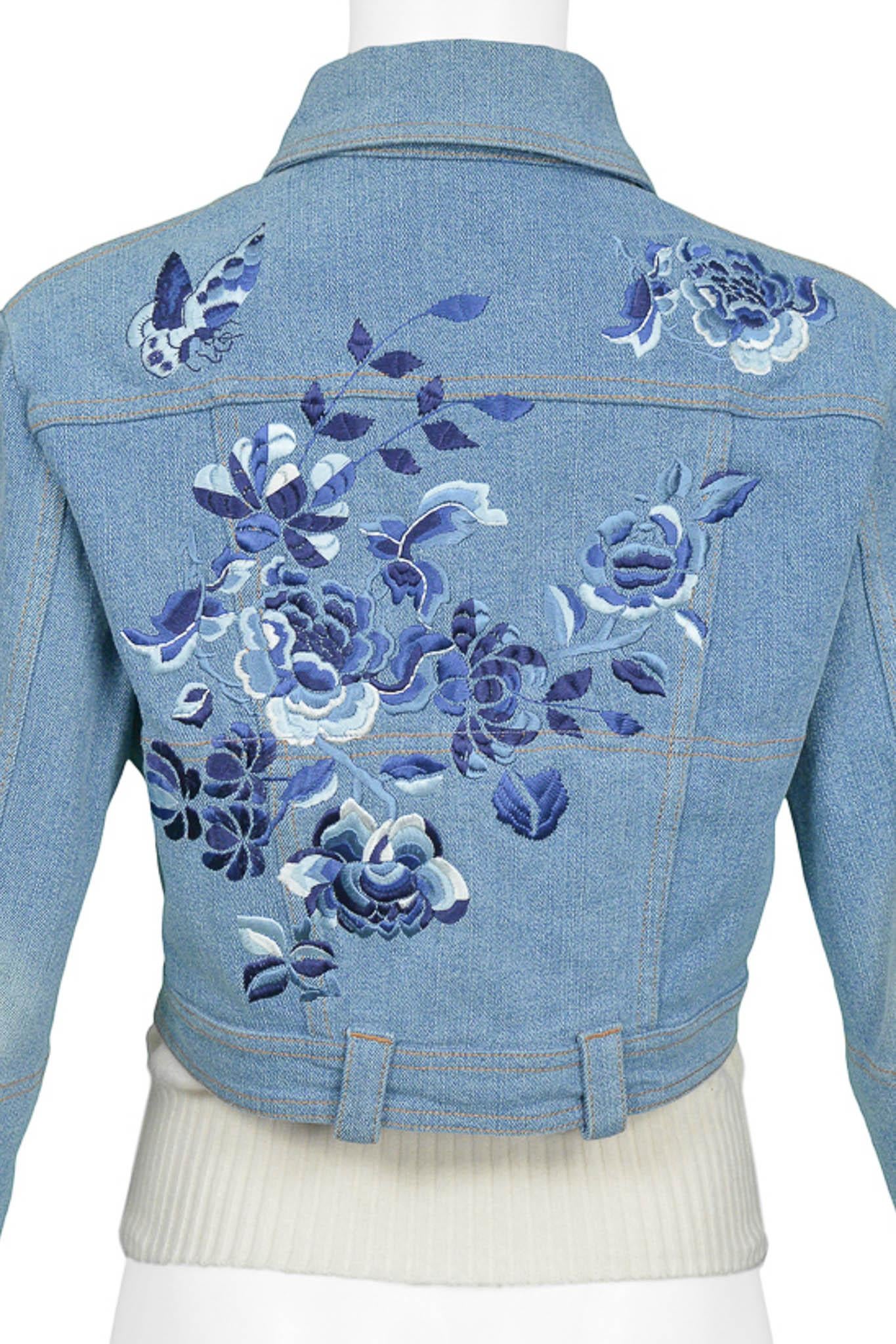 Women's Dior Denim Blue Embroidered & Knit Jacket For Sale