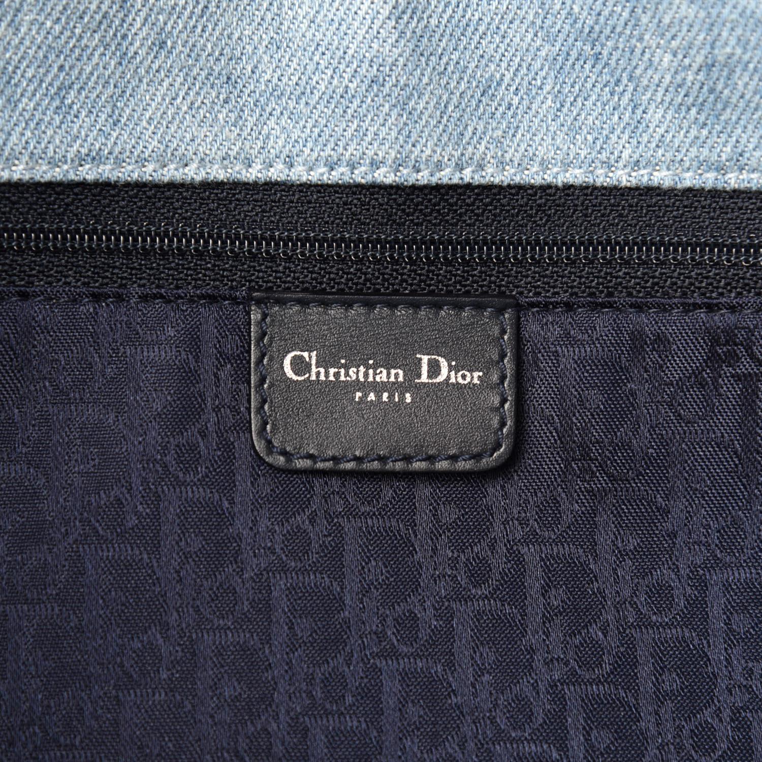Christian Dior Denim Cannage Light Blue Lady Dior Shopper Tote For Sale 3