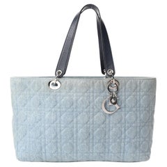 Christian Dior Denim Cannage Light Blue Lady Dior Shopper Tote