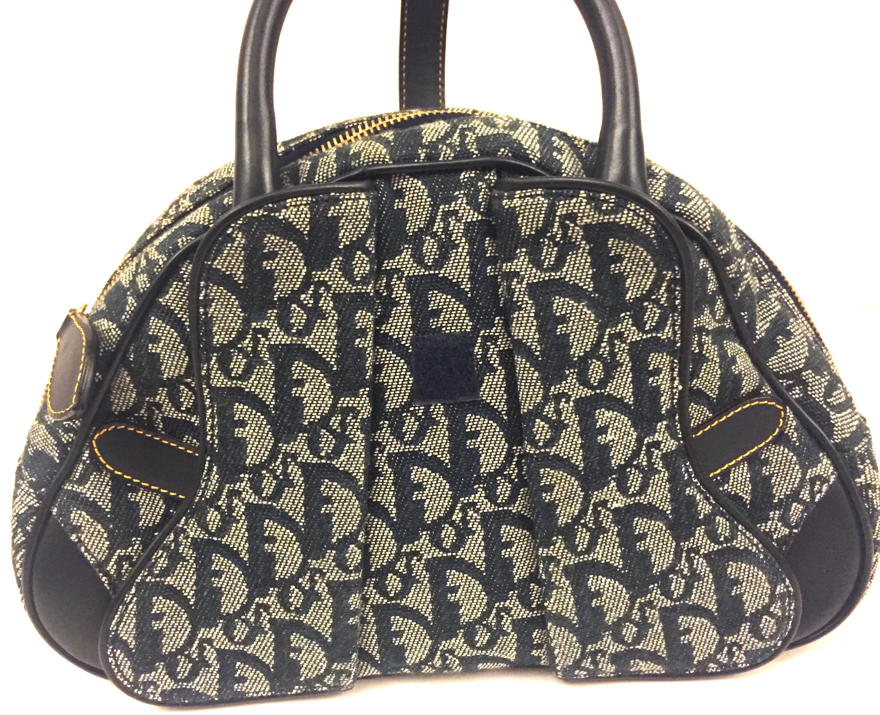 Gray Dior denim monogram handbag 