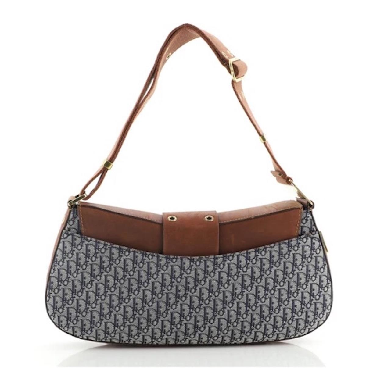 Brown Christian Dior Denim Navy Diorissimo Street Chic Columbus Bag For Sale