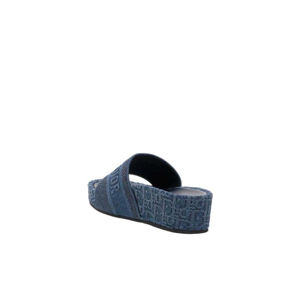 Blue Dior Denim Oblique Dway Sandals Mules IT39