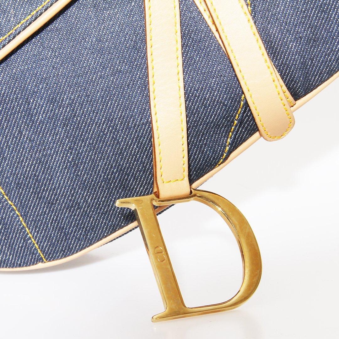 Dior Denim Saddle Bag In Good Condition In Los Angeles, CA