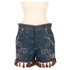 Dior Denim Shorts Sewn with Pearls and Trimmings Ornaments, 2008