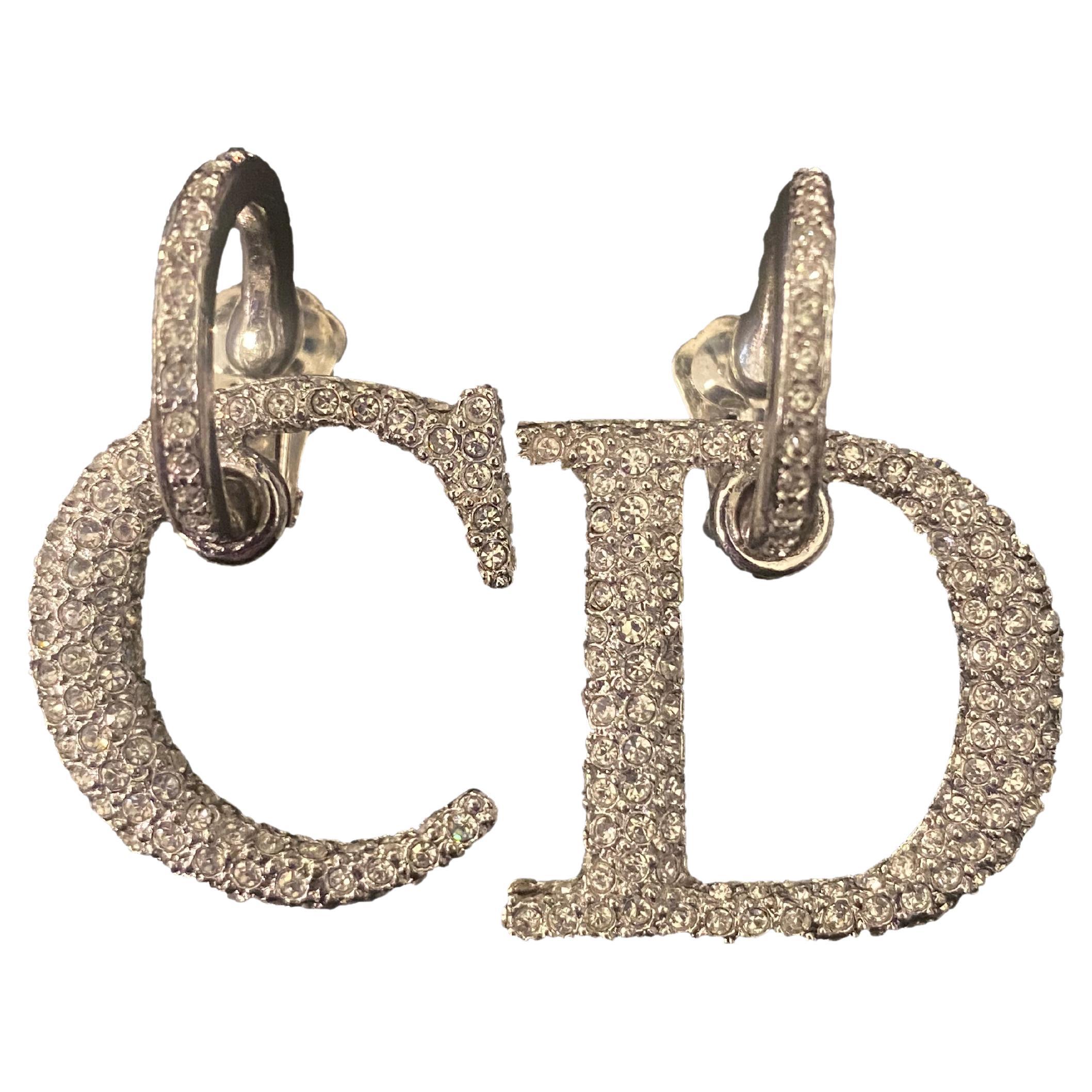 Dior Diamante clip on earrings For Sale