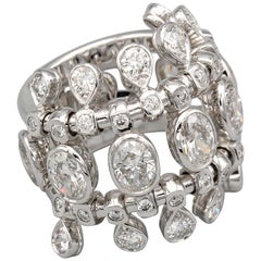 Dior Diamond and 18 Karat White Gold Wide Fringe Ring