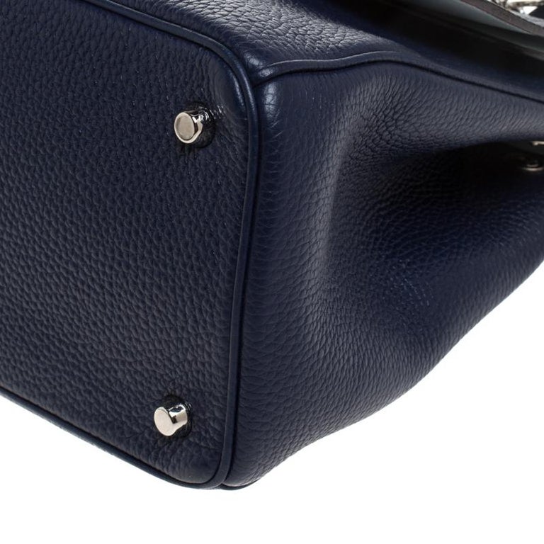 Dior Blue Leather Large Be Dior Flap Top Handle Bag For Sale at 1stDibs