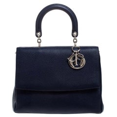 Dior Blue Leather Large Be Dior Flap Top Handle Bag