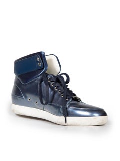 Dior Dior Homme Blue Patent Hi-Top Trainers Size IT 42