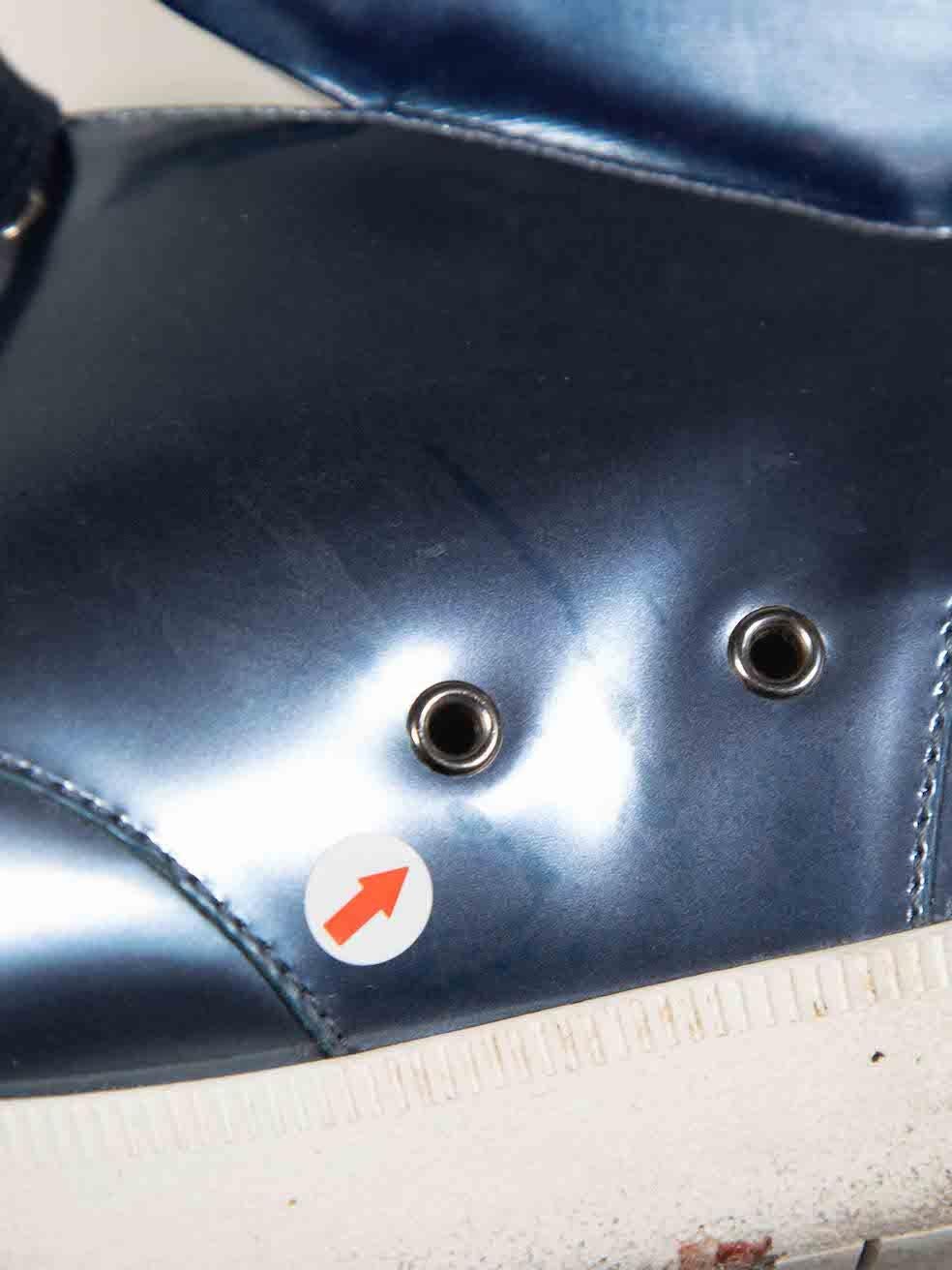 Dior Homme Blaue Lack-Hi-Top-Turnschuhe Größe IT 42 Damen im Angebot