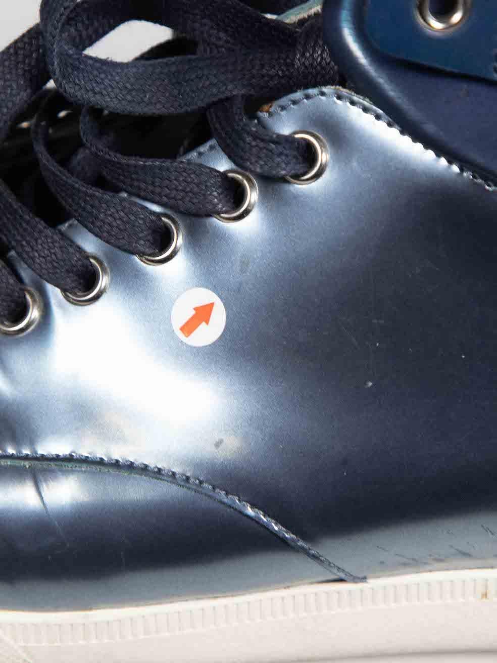 Dior Homme Blaue Lack-Hi-Top-Turnschuhe Größe IT 42 im Angebot 3