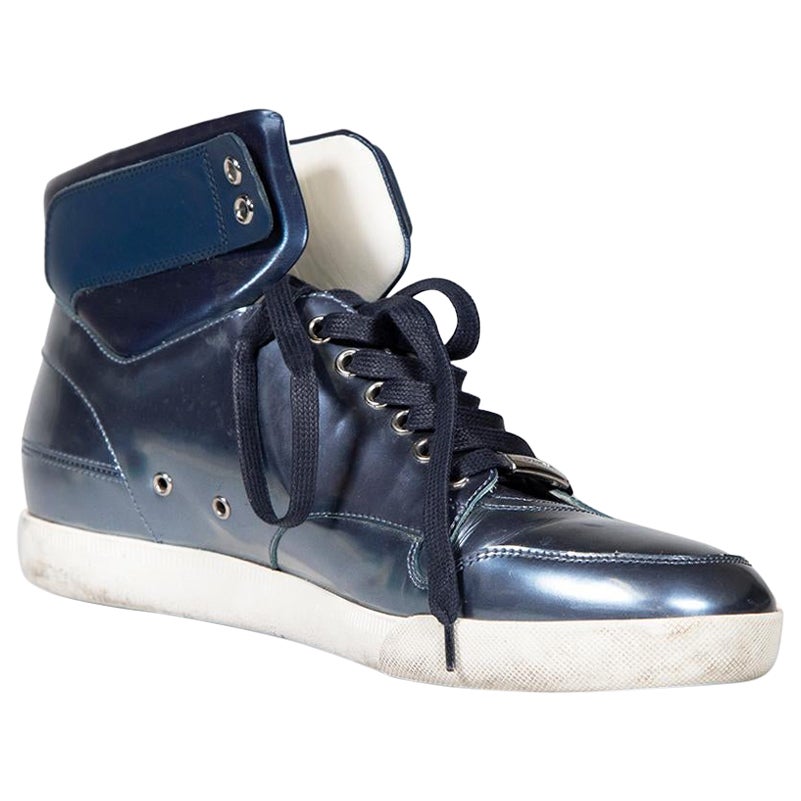 Dior Dior Homme Blue Patent Hi-Top Trainers Size IT 42