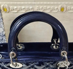 Dior Dior Navy Blue Patent Leather Large Lady Dior Tote