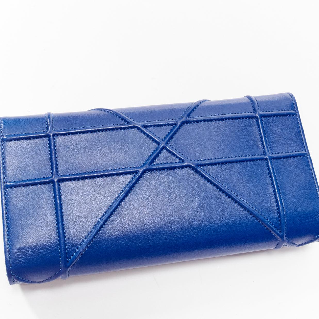 DIOR Diorama cerulean blue quilted crossbody wallet on chain clutch bag For Sale 2