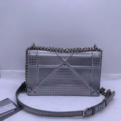 DIOR Diorama Chain Bag Shoulder Bag Silver Metallic Leather Flap