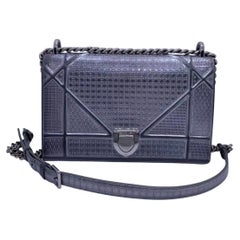 DIOR Diorama Chain Bag Shoulder Bag Silver Metallic Leather Flap