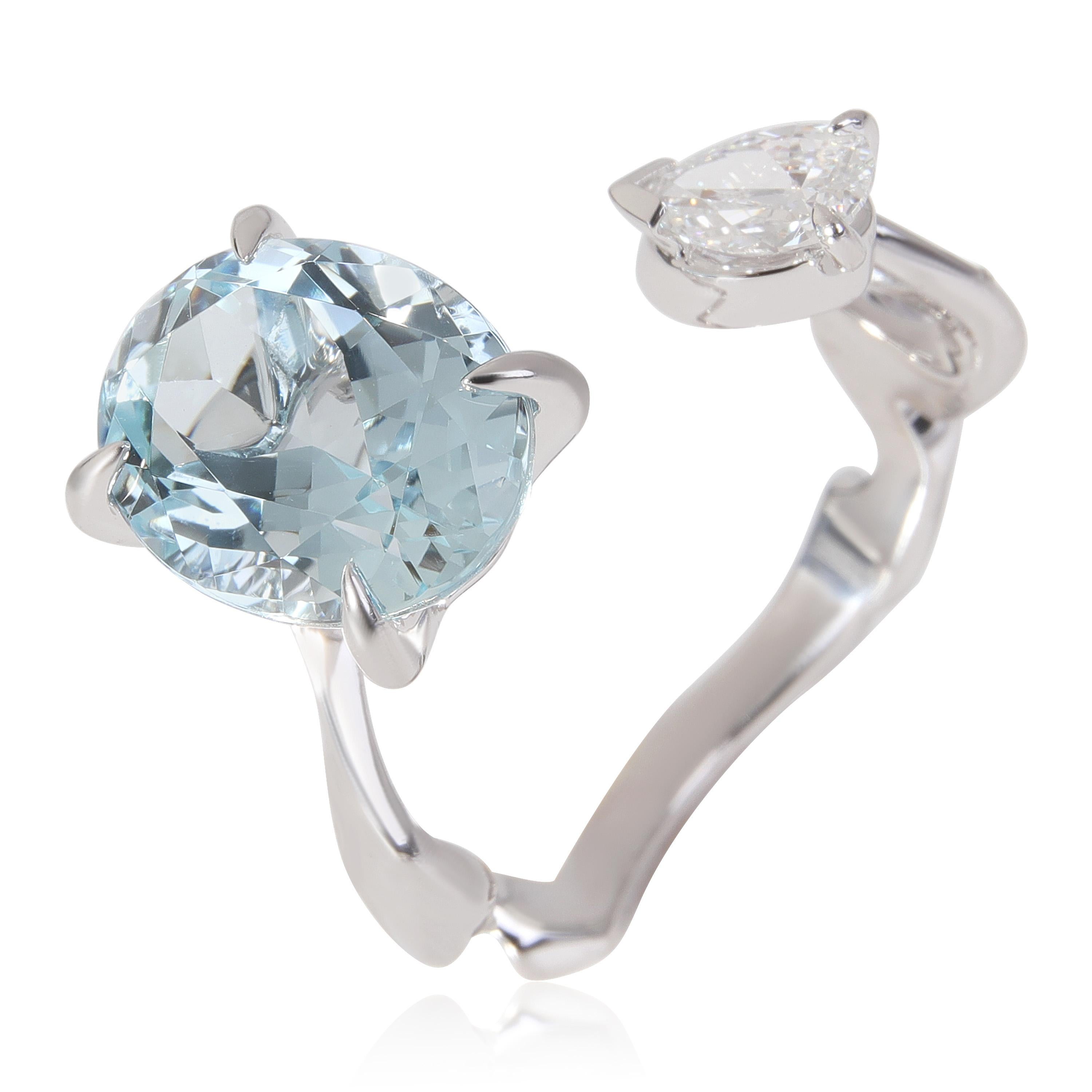 Women's Dior Diorama Precieuse Diamond Aquamarine Ring in 18k White Gold D VS1 0.33 CTW For Sale