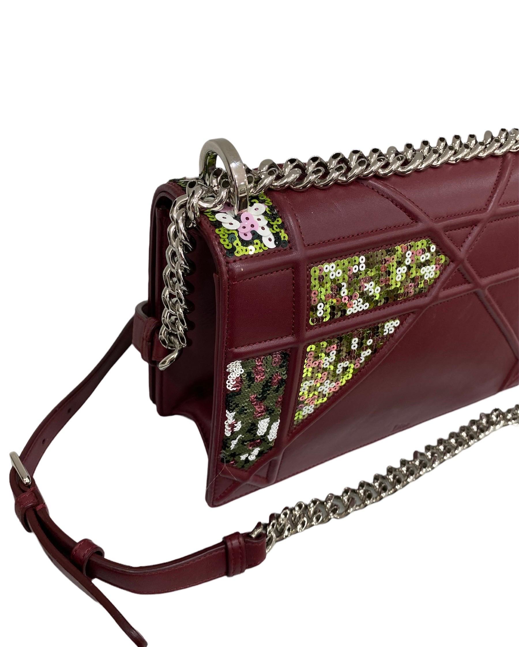 Dior Diorama Shoulder Bag Bordeaux Paillets For Sale 1