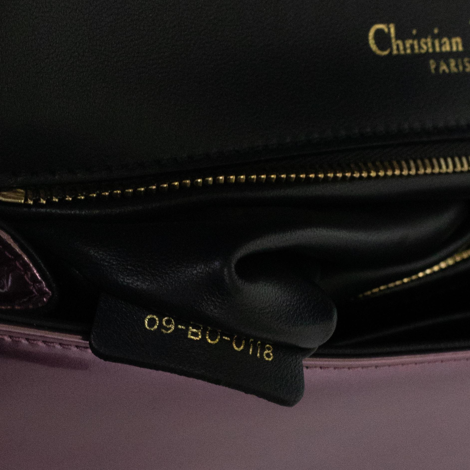 DIOR Diorama Shoulder bag in Purple Leather In Excellent Condition In Clichy, FR