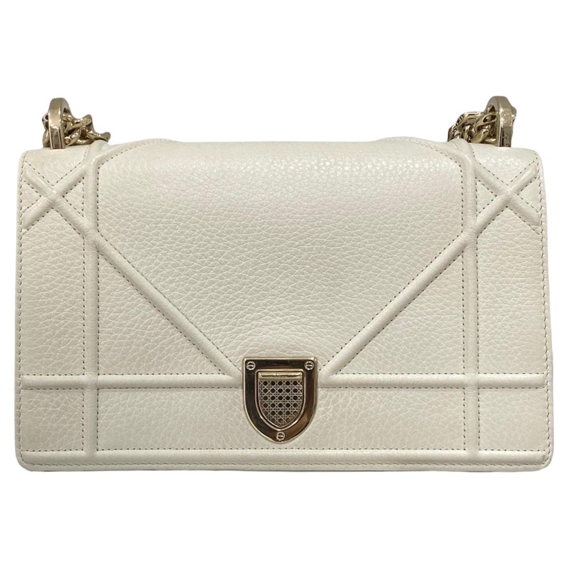 White Dior Mini Diorama Sequin Flap Bag