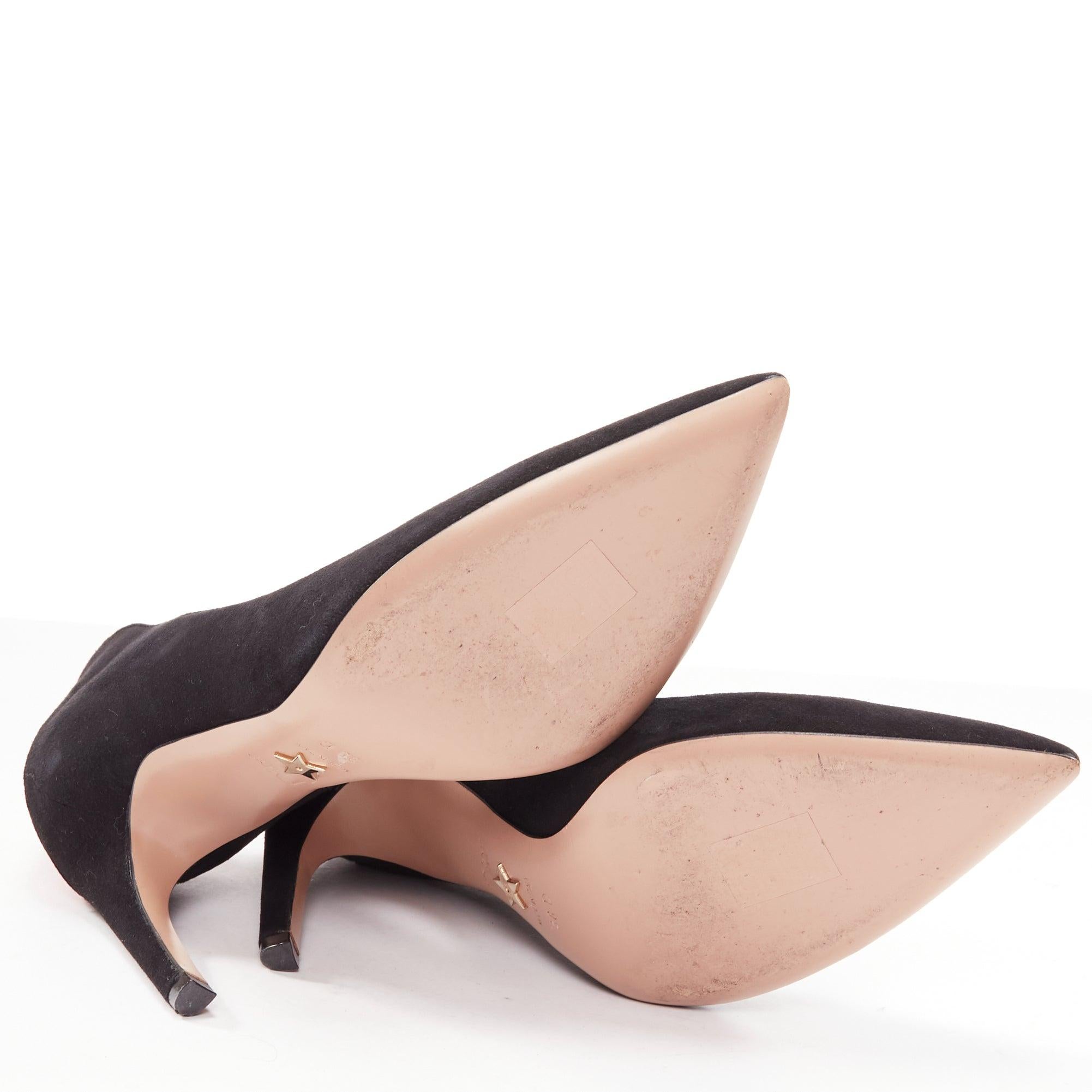 DIOR Dioramour red leather heart black suede curved heeled pumps EU38 For Sale 6