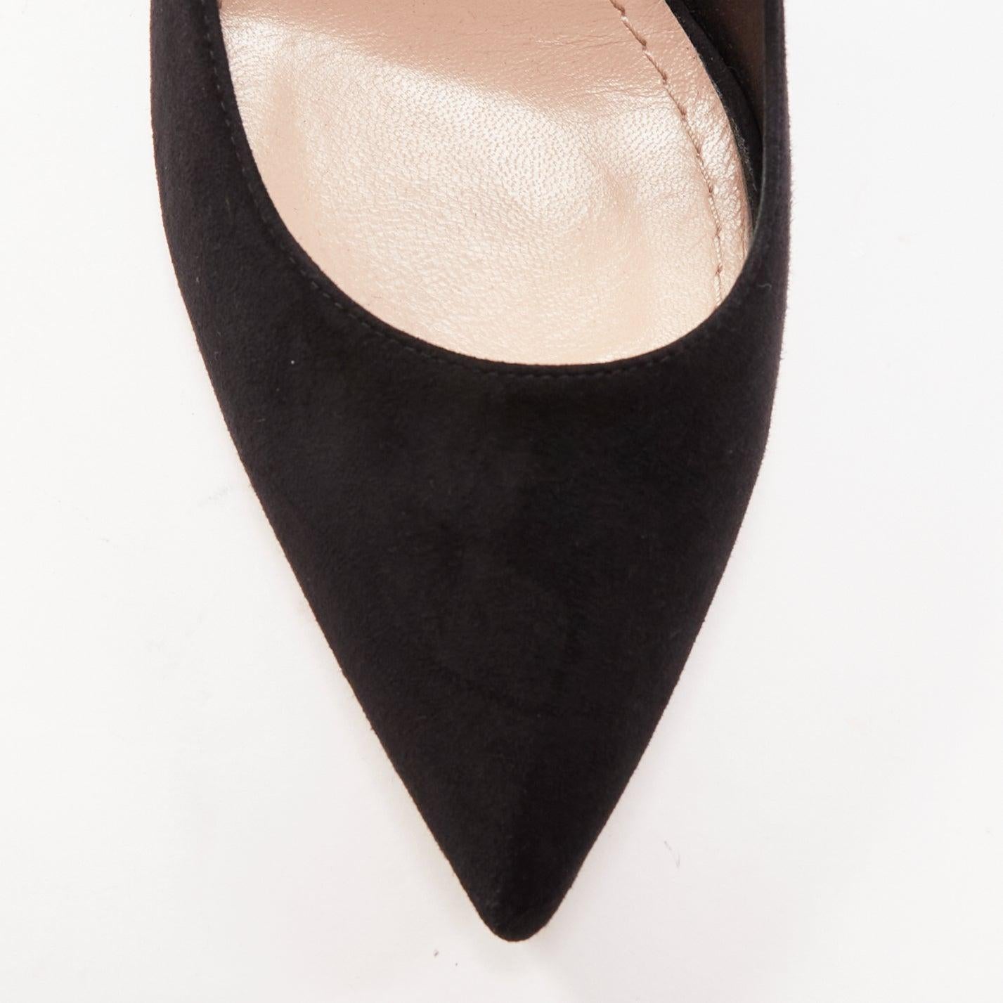 DIOR Dioramour red leather heart black suede curved heeled pumps EU38 For Sale 2