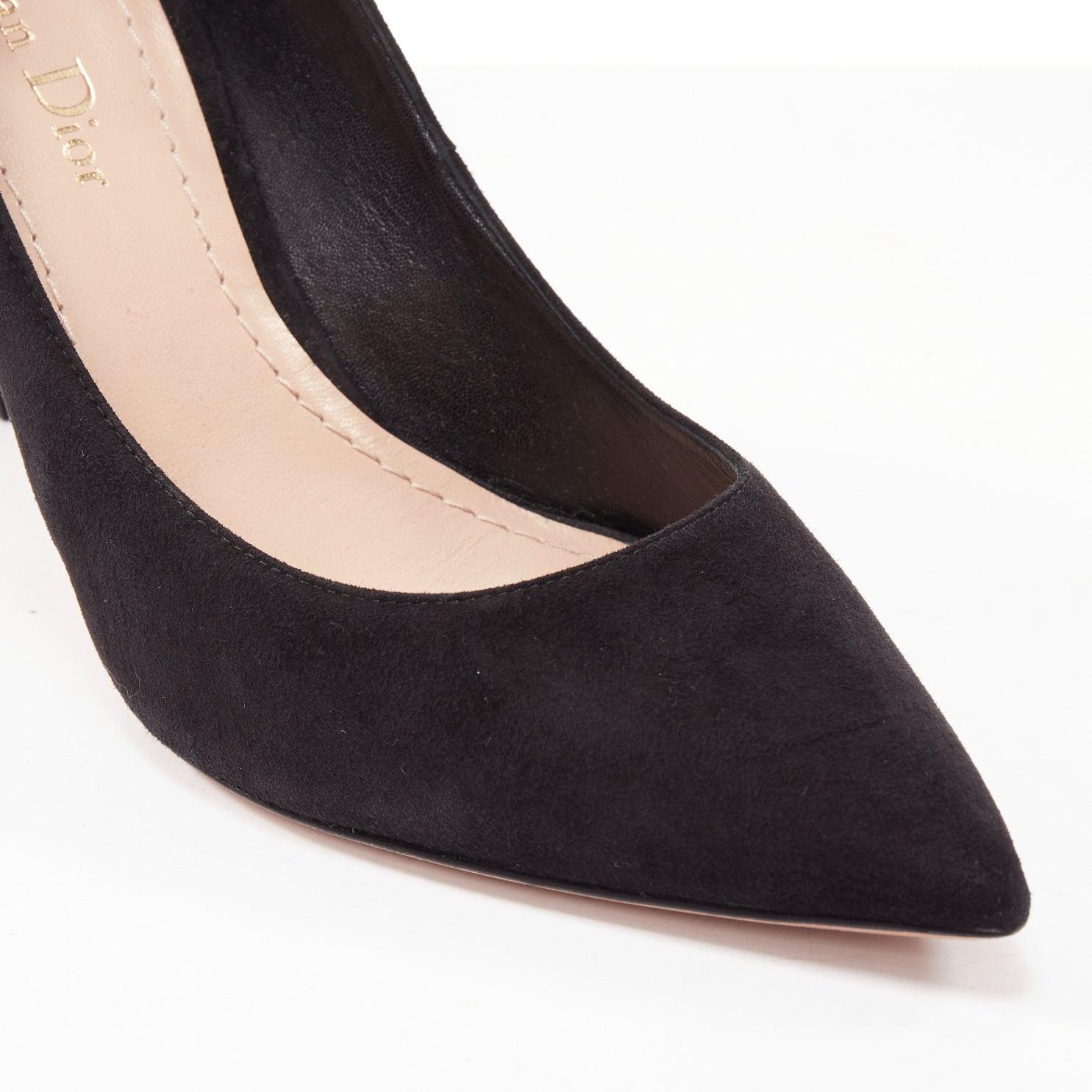 DIOR Dioramour red leather heart black suede curved heeled pumps EU38 For Sale 3