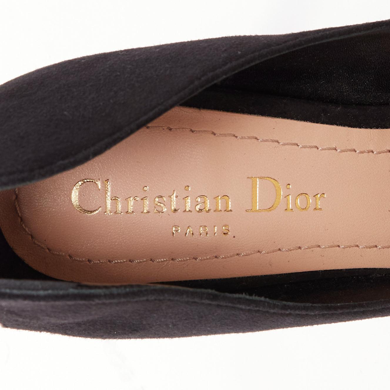 DIOR Dioramour red leather heart black suede curved heeled pumps EU38 For Sale 4