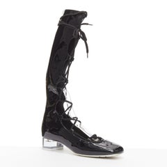 DIOR Diorarty silver star lucite heel black patent ballerina kitten heels EU38.5