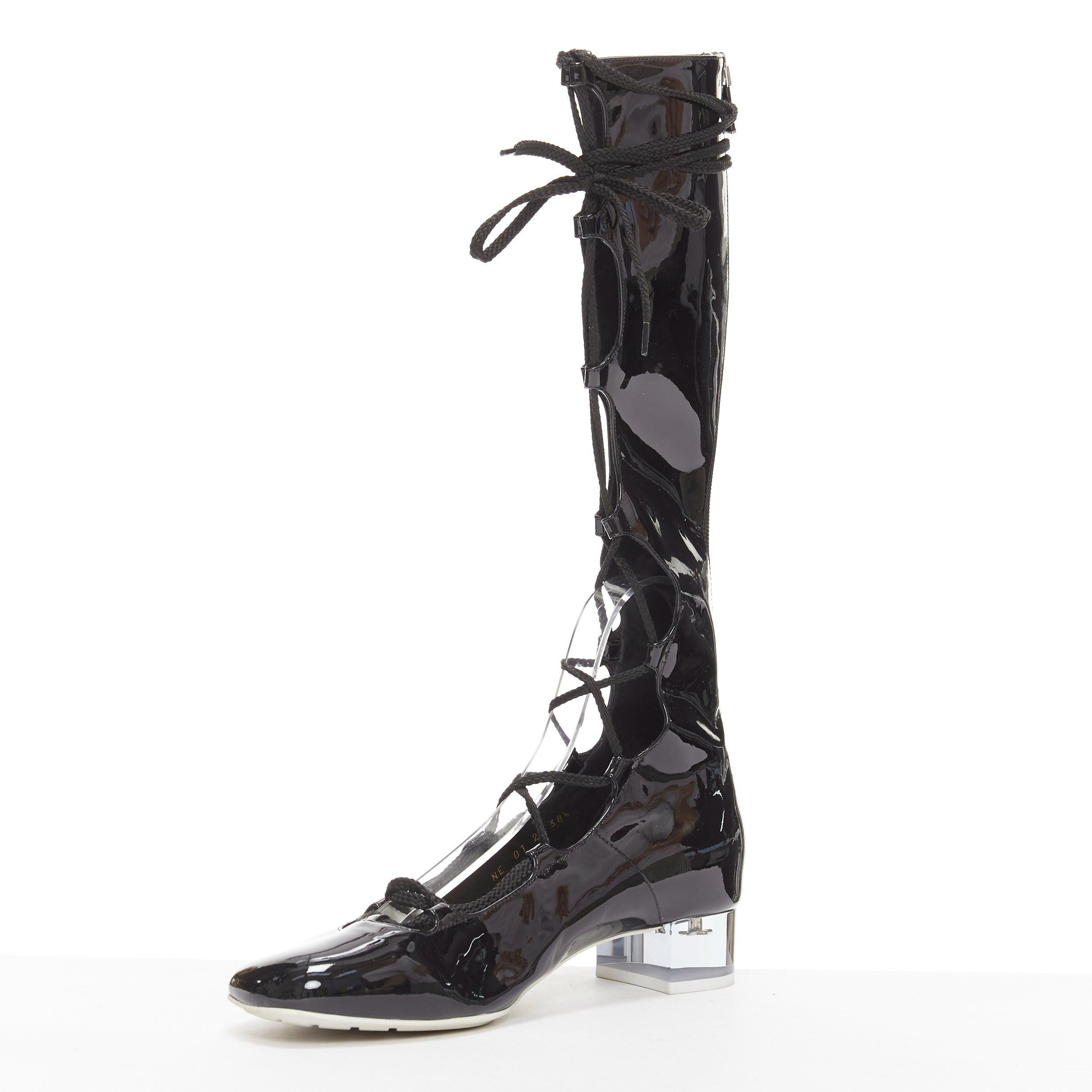 DIOR Diorarty silver star lucite heel black patent ballerina kitten heels EU38.5 In Good Condition For Sale In Hong Kong, NT